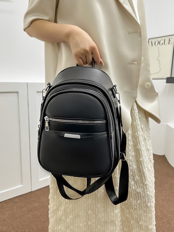 Unisex PU ruksak – vodootporan, zatvaranje na zip, unutarnja džep sa zipom, poliester podstava