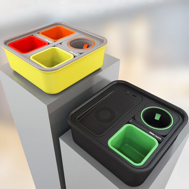 Višenamjenska kutija za grickalice s držačem čaše i bežičnim punjenjem, ABS+PP, kvadratnog oblika, za unutarnju i vanjsku upotrebu