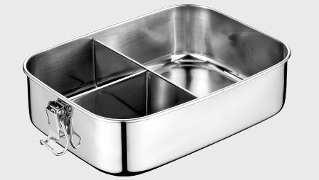 Pravokutna kutija za obrok od nehrđajućeg čelika 304, s tri odjeljka, otporna na propuštanje, mikrovalna pećnica