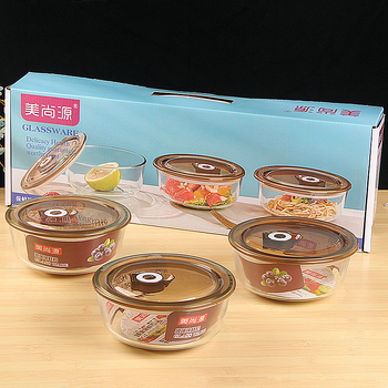 Set staklenih posuda za čuvanje svježine (2–3 komada) – okrugli, kapacitet 501–800 ml, moderni minimalistički stil, otisnuto logo