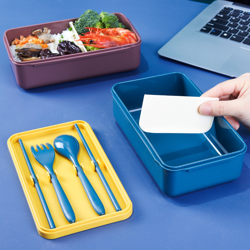 Plastična kutija za ručak s odjeljcima, pravokutna, 800–1000 ml, mikrovalna kompatibilna, zatvorena