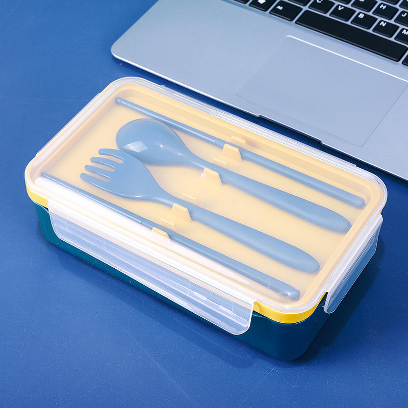 Plastična kutija za ručak s odjeljcima, pravokutna, 800–1000 ml, mikrovalna kompatibilna, zatvorena