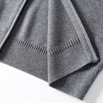 100% gyapjú férfi ujj nélküli vastag téli kardigán-vest, cipzárral és rever nyakkal, laza szabás