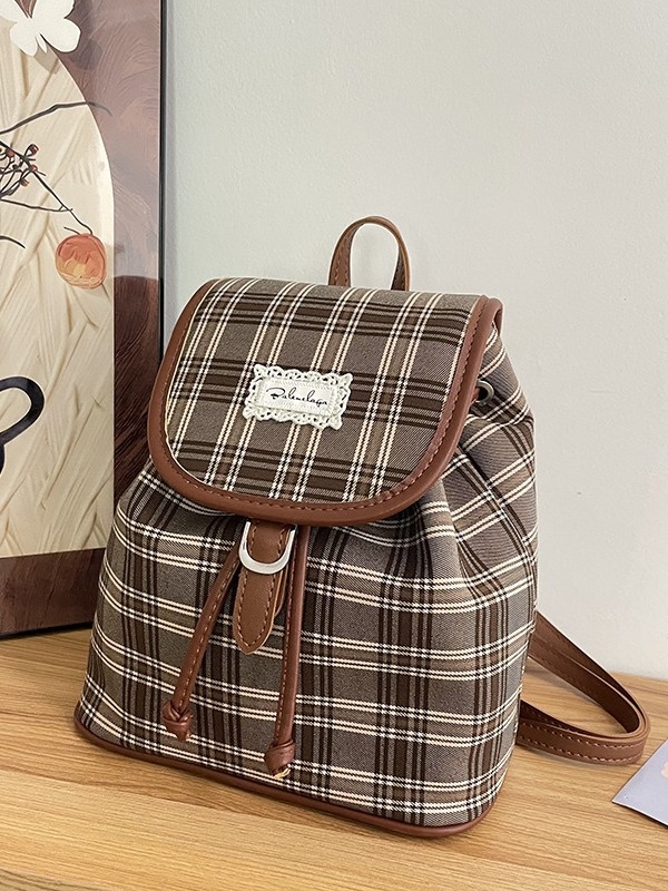 Ženski platneni ruksak, ljeto 2025, zatvaranje šnuricom, skriveni džep sa zatvaračem i džep za mobitel