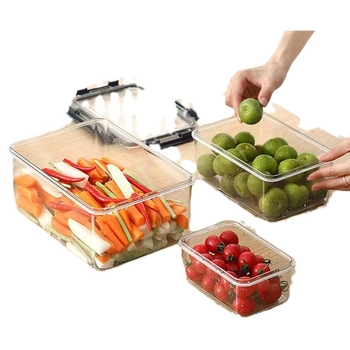 Κουτί διατήρησης τροφίμων με καπάκι, αποθήκευση λαχανικών και φρούτων, διαφανές πλαστικό, σφραγιζόμενο