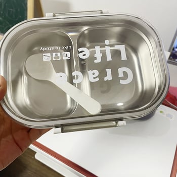 Nehrđajući čelik kutija za obrok, pravokutna, s dva odjeljka, 501–800 ml, moderan korejski stil