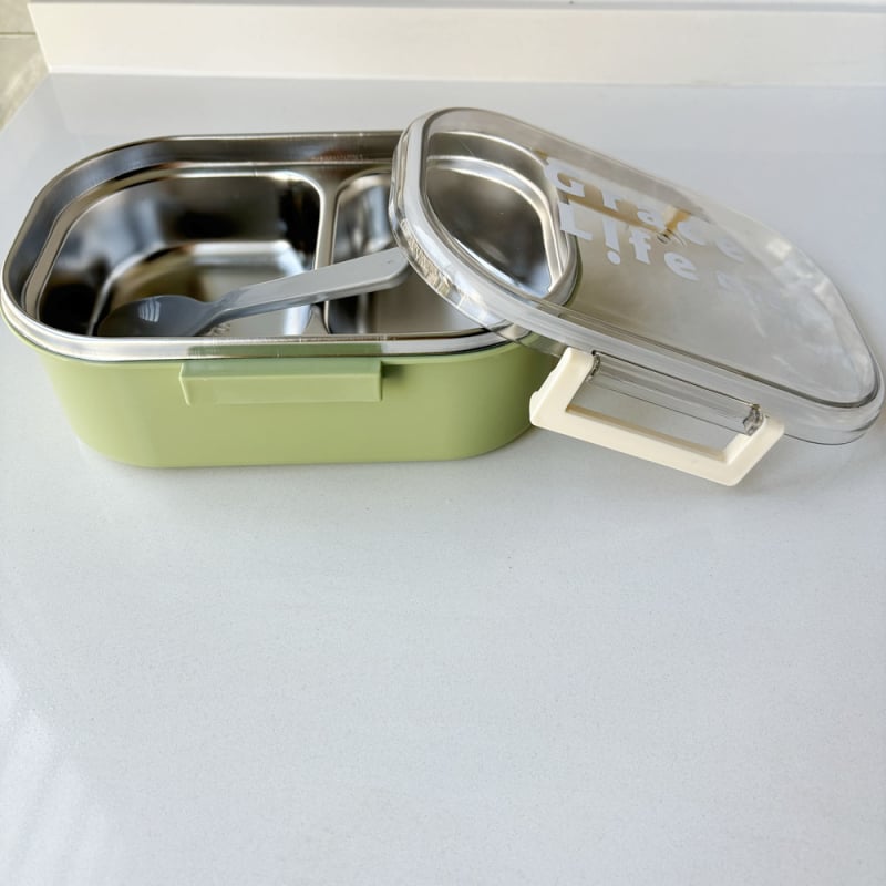 Nehrđajući čelik kutija za obrok, pravokutna, s dva odjeljka, 501–800 ml, moderan korejski stil