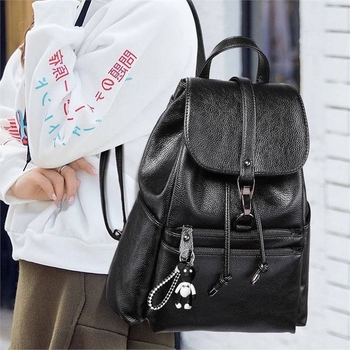 Ženski PU ruksak s velikim kapacitetom, vodootporan, zatvaranje poklopcem, unutarnja pretinac za telefon