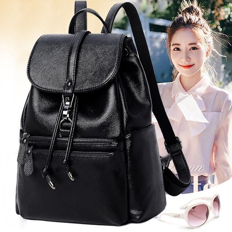 Ženski PU ruksak s velikim kapacitetom, vodootporan, zatvaranje poklopcem, unutarnja pretinac za telefon