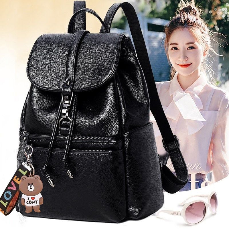 Ženski PU ruksak s velikim kapacitetom, vodootporan, zatvaranje poklopcem, unutarnja pretinac za telefon