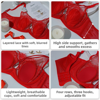 Σουτιέν δαντέλας με чашες σε σχήμα αυτιών κουνελιού, υπερλεπτές προμορφωμένες κάψες, με μεταλλική ενίσχυση