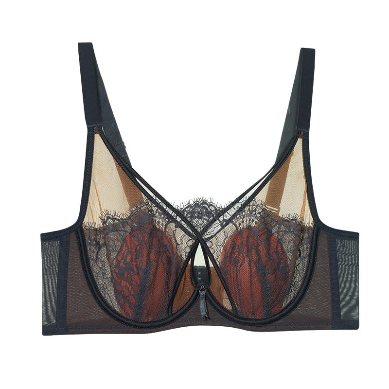 Σουτιέν δαντέλας με чашες σε σχήμα αυτιών κουνελιού, υπερλεπτές προμορφωμένες κάψες, με μεταλλική ενίσχυση