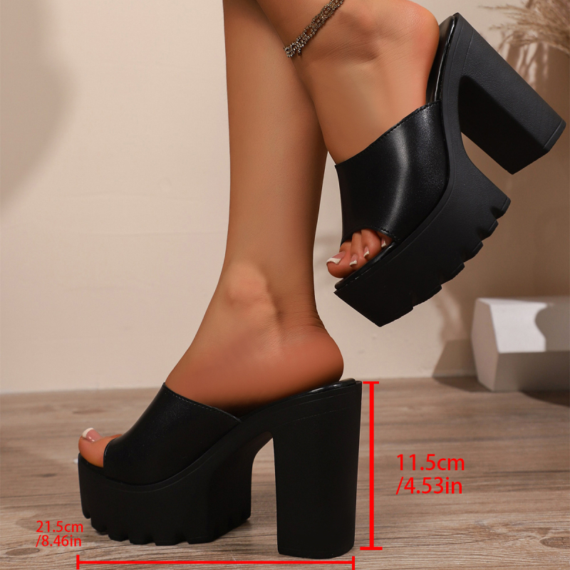 Sandale s jednim remenom, otvoreni prst (peep-toe), visok pet iznad 8 cm, PU gornji dio i PU potplat, gumeni đon