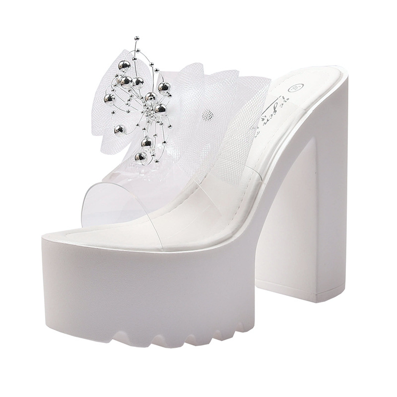 Ženske platform sandale s visokim petom, PVC gornji dio, prozirni 14 cm potpetica