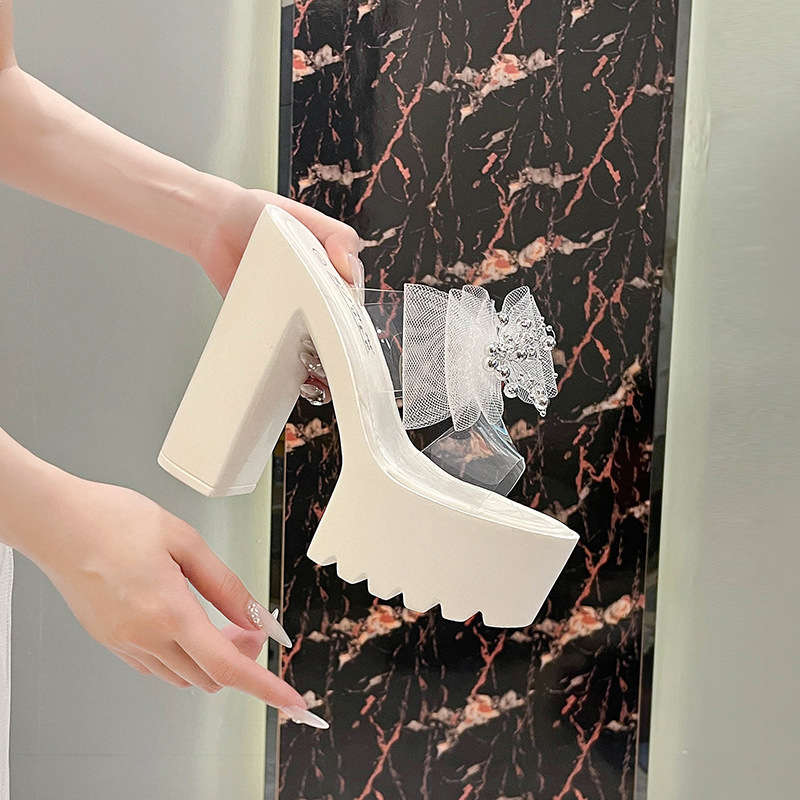 Ženske platform sandale s visokim petom, PVC gornji dio, prozirni 14 cm potpetica
