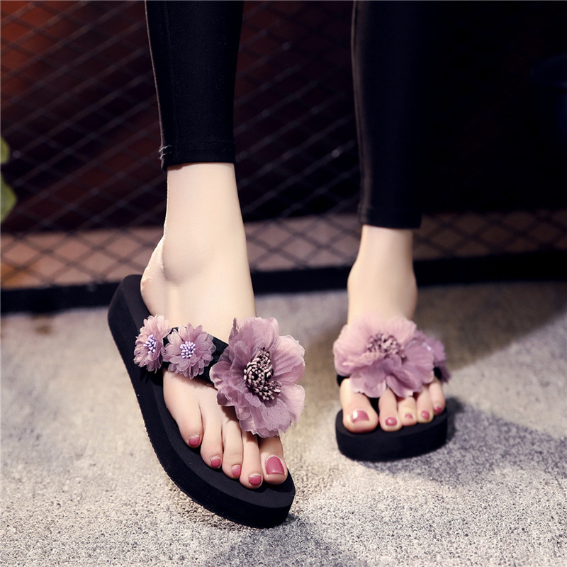 Ženske sandale za plažu s etno cvjetnim uzorkom, korejski stil, gornji materijal pamuk, EVA potplat, protuklizne, ljeto 2024