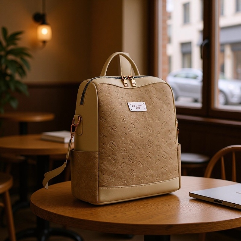 Ženski PU ruksak za slobodno vrijeme putovanja, lagani luksuz, zatvaranje na zatvarač, unutarnji pretinci: pretinac sa zatvaračem, džep za dokumente, laminirani džep; otporan na habanje, zaštita od krađe