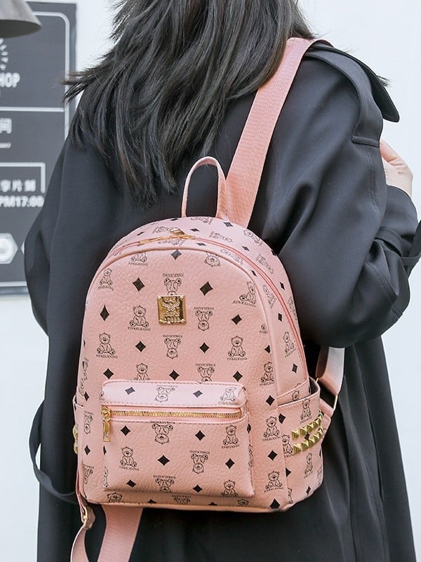 Ženski ruksak od PU materijala, zatvaranje na zip, podstava od poliestera, proljeće 2025 izdanje, unutarnja džep za mobitel.