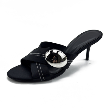 Ženske sandale s otvorenim prstima, francuski stil, tanak pet 6–8 cm, rimski stil.