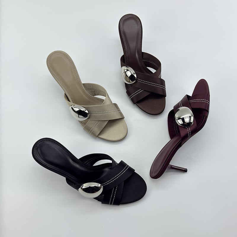 Ženske sandale s otvorenim prstima, francuski stil, tanak pet 6–8 cm, rimski stil.