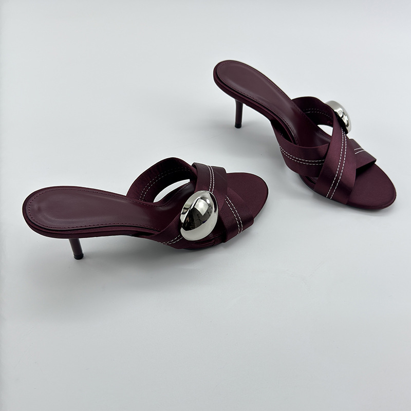 Ženske sandale s otvorenim prstima, francuski stil, tanak pet 6–8 cm, rimski stil.