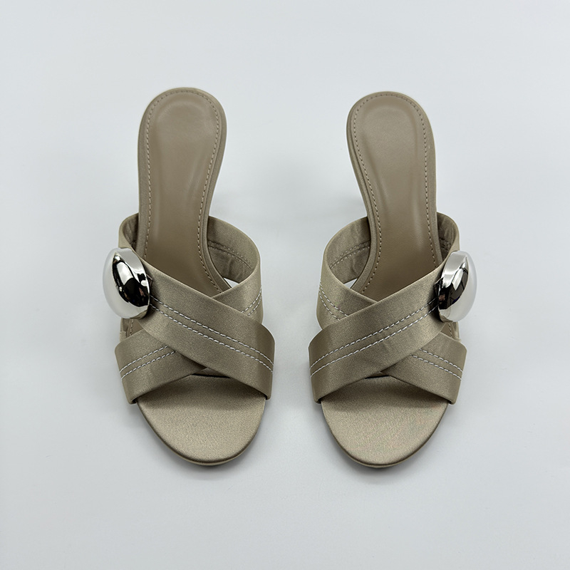 Ženske sandale s otvorenim prstima, francuski stil, tanak pet 6–8 cm, rimski stil.
