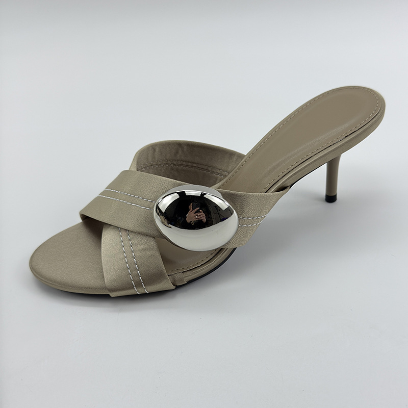Ženske sandale s otvorenim prstima, francuski stil, tanak pet 6–8 cm, rimski stil.