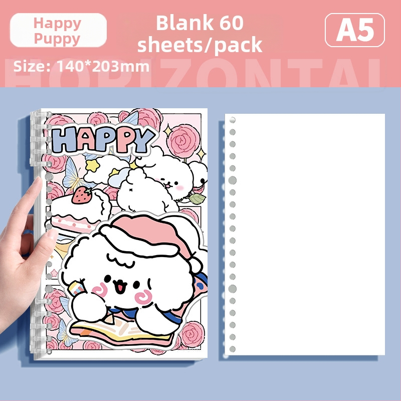  Caiet cu ilustrație cu cățeluș, foi detașabile, Dowling hârtie interioară, 60 de pagini