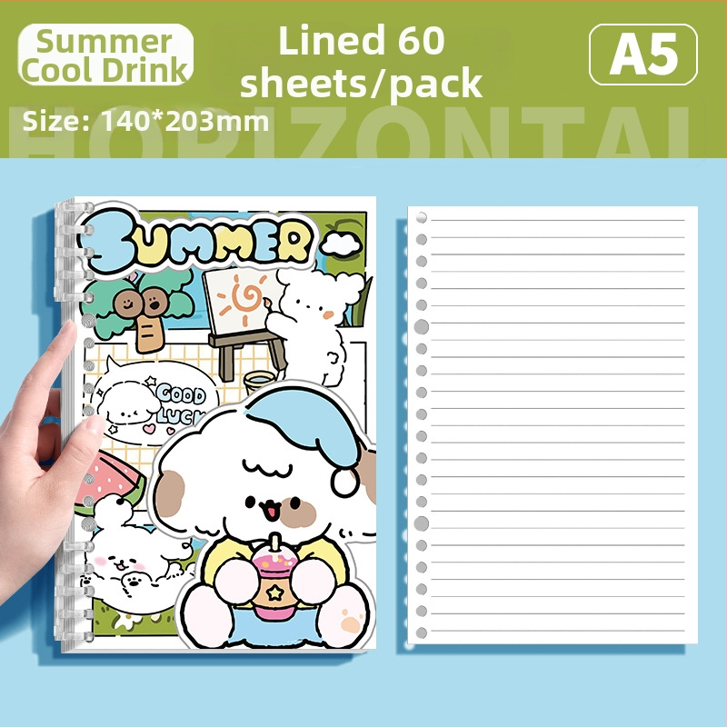  Caiet cu ilustrație cu cățeluș, foi detașabile, Dowling hârtie interioară, 60 de pagini