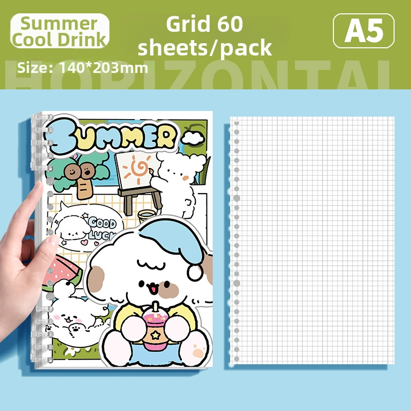  Caiet cu ilustrație cu cățeluș, foi detașabile, Dowling hârtie interioară, 60 de pagini