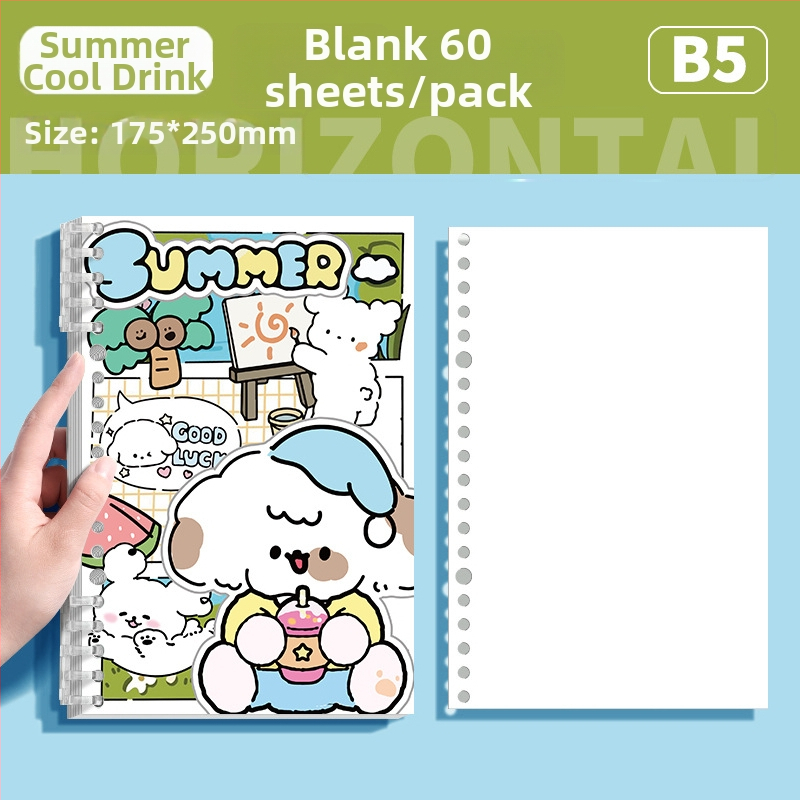  Caiet cu ilustrație cu cățeluș, foi detașabile, Dowling hârtie interioară, 60 de pagini