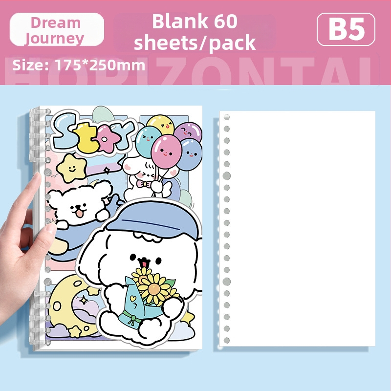  Caiet cu ilustrație cu cățeluș, foi detașabile, Dowling hârtie interioară, 60 de pagini