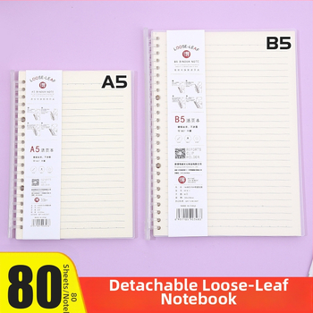 Poznámkový blok s odnímateľnými vnútornými stranami, s mriežkou, 80 listov, kruhové otvory, vnútorné listy z drevenej celulózy a polypropylénu