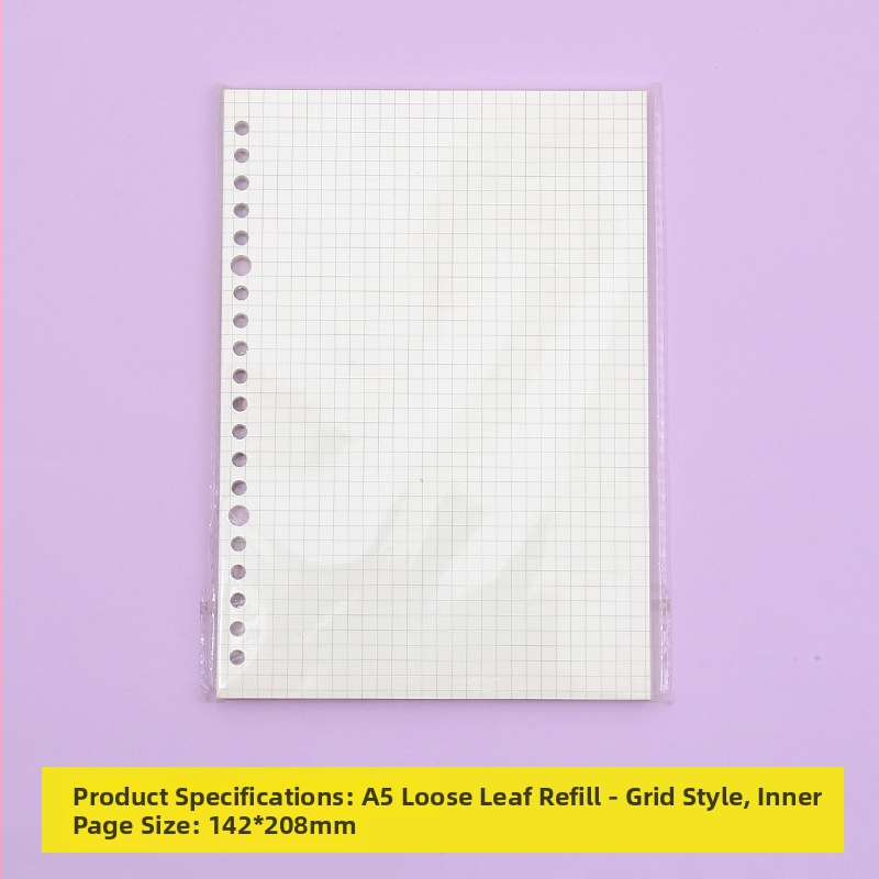 Poznámkový blok s odnímateľnými vnútornými stranami, s mriežkou, 80 listov, kruhové otvory, vnútorné listy z drevenej celulózy a polypropylénu