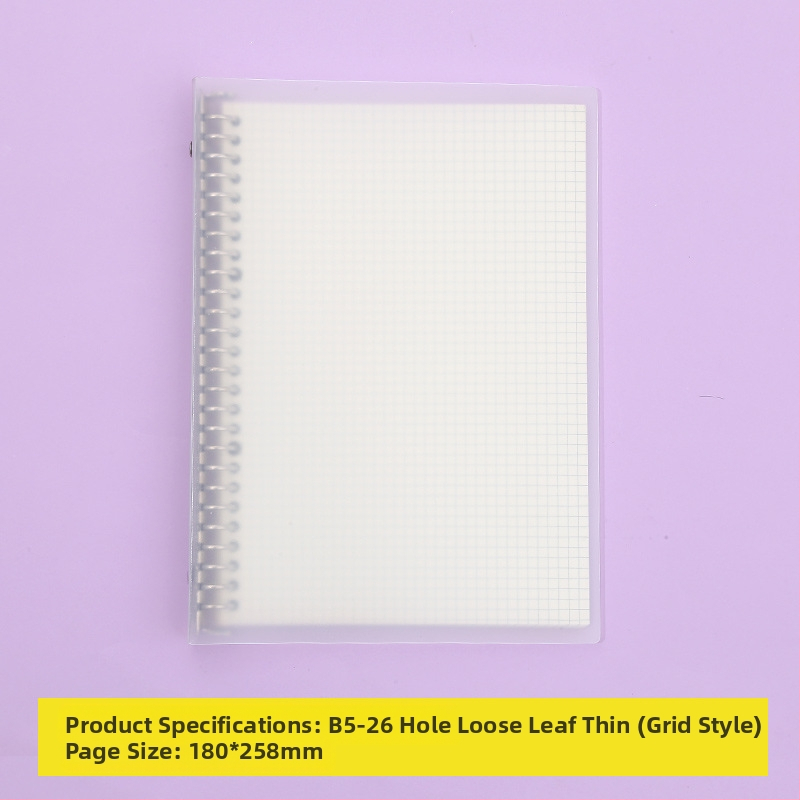 Poznámkový blok s odnímateľnými vnútornými stranami, s mriežkou, 80 listov, kruhové otvory, vnútorné listy z drevenej celulózy a polypropylénu