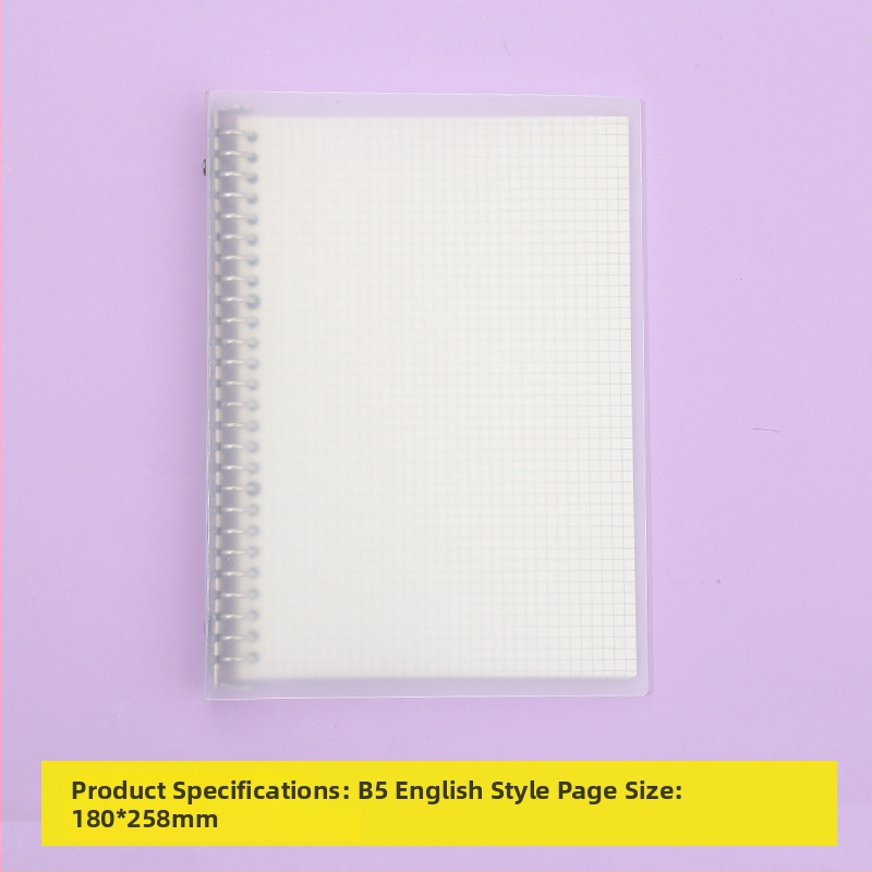 Poznámkový blok s odnímateľnými vnútornými stranami, s mriežkou, 80 listov, kruhové otvory, vnútorné listy z drevenej celulózy a polypropylénu