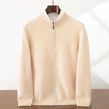 Кашмирен кардиган, едноцветно жакардово плетиво, удебелен, дълъг ръкав, 76–80% кашмир