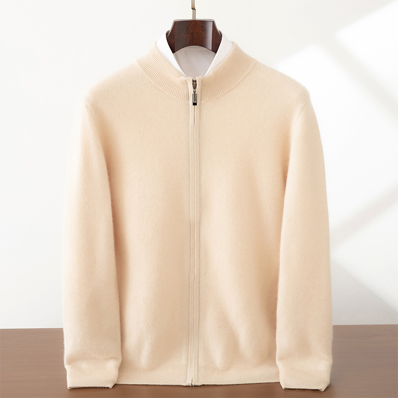 Кашмирен кардиган, едноцветно жакардово плетиво, удебелен, дълъг ръкав, 76–80% кашмир