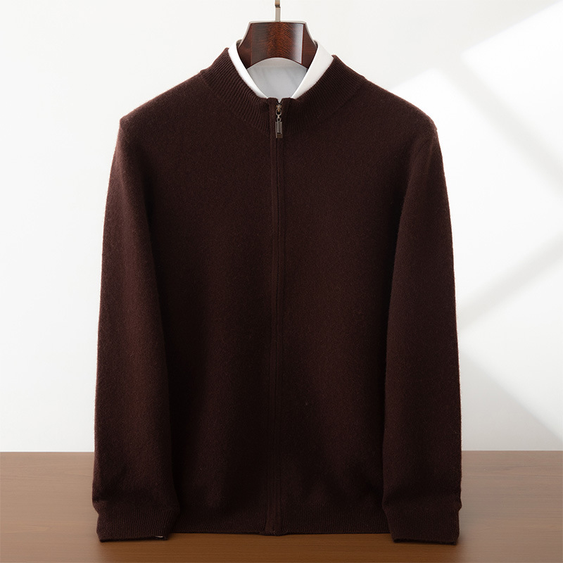 Кашмирен кардиган, едноцветно жакардово плетиво, удебелен, дълъг ръкав, 76–80% кашмир