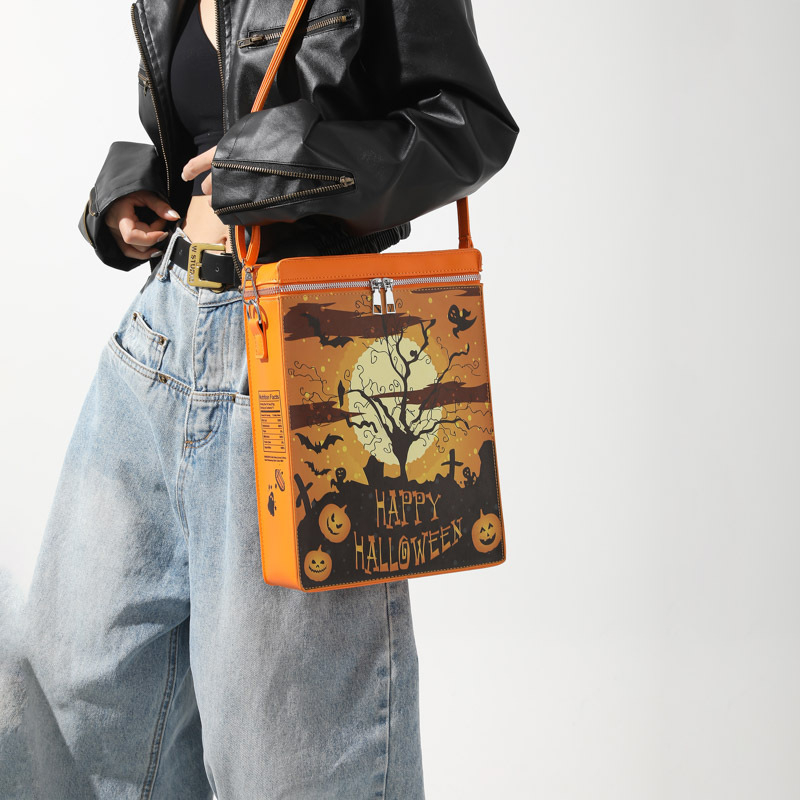 Halloween ruksak DUDULANG, unisex, PU materijal, street stil, otporan na habanje, zakrivljeni rameni remen