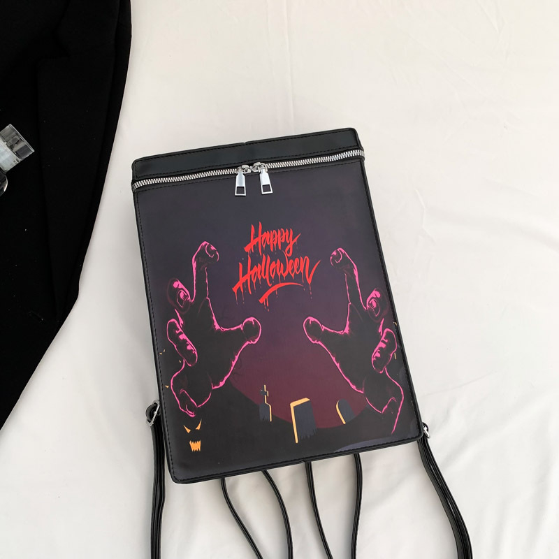 Halloween ruksak DUDULANG, unisex, PU materijal, street stil, otporan na habanje, zakrivljeni rameni remen