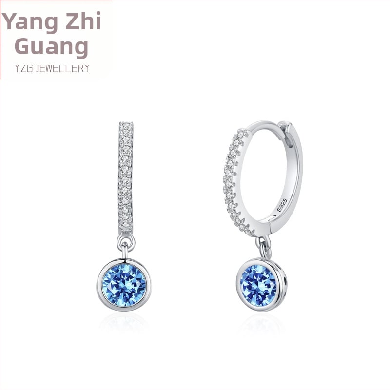 Γυναικεία σκουλαρίκια από ασήμι S925 με γεωμετρικό σχέδιο, micro inlay, μάρκα Ailmay, ελαφρύ πολυτελές στυλ