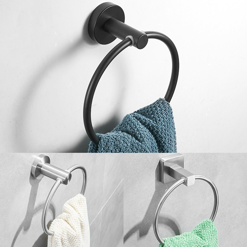 Falihoz rögzíthető törölközőgyűrű, kör alakú, 304 rozsdamentes acélból, teherbírás 20 kg, modern minimalist stílus