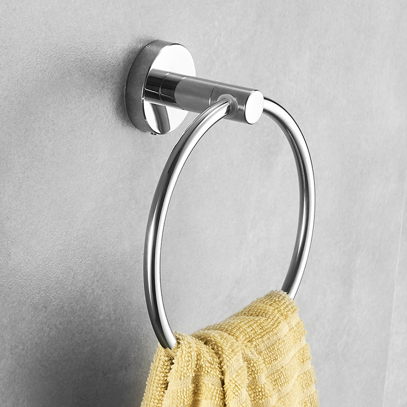 Falihoz rögzíthető törölközőgyűrű, kör alakú, 304 rozsdamentes acélból, teherbírás 20 kg, modern minimalist stílus