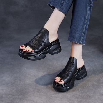 Split toe bőrszandál vastag platformmal – első osztályú marha bőr felsőrész, PU gumí talp, kényelmes stílus