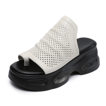 Split toe bőrszandál vastag platformmal – első osztályú marha bőr felsőrész, PU gumí talp, kényelmes stílus