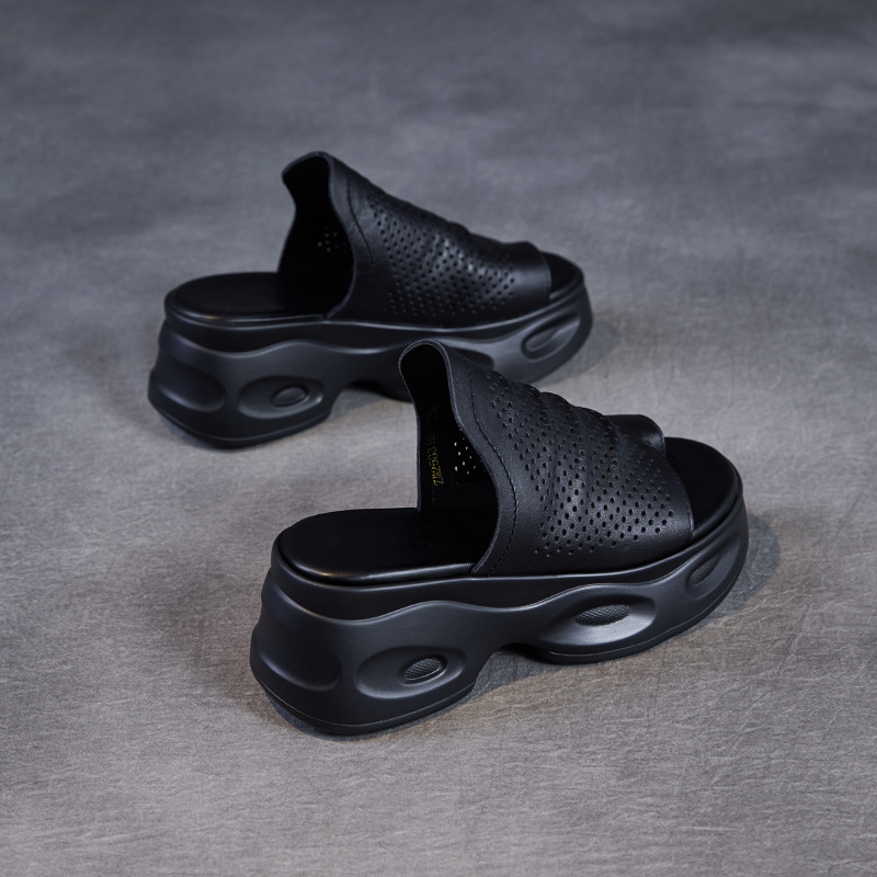 Split toe bőrszandál vastag platformmal – első osztályú marha bőr felsőrész, PU gumí talp, kényelmes stílus