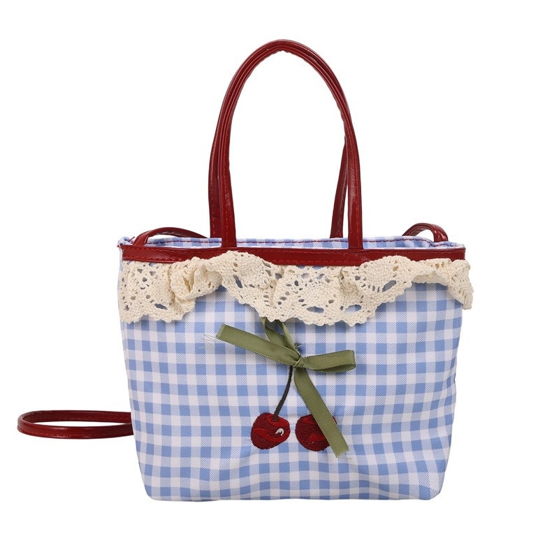 Unisex torba preko ramena s mašnicom, korejskog stila retro, PU materijal; karirani uzorak; zakrivljena naramenica; podstava poliester; stane za 8-inčni uređaj; kapacitet ispod 20L