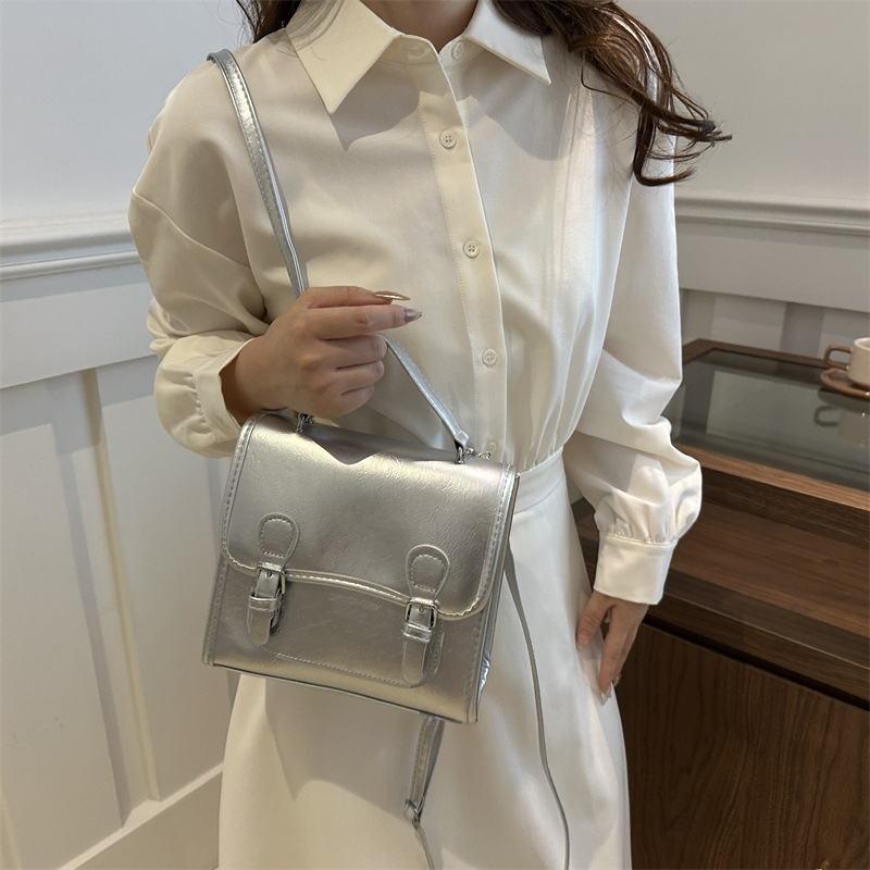 Női PU hátizsák, utcai stílus, kapucsukásos zárás, telefontároló zseb, nyár 2024