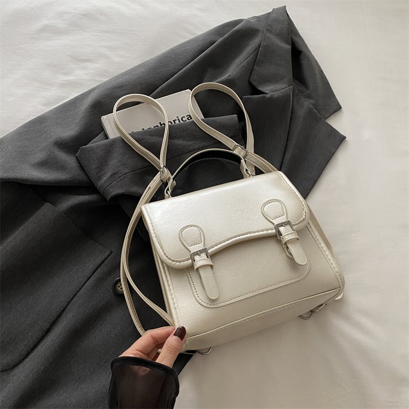 Női PU hátizsák, utcai stílus, kapucsukásos zárás, telefontároló zseb, nyár 2024